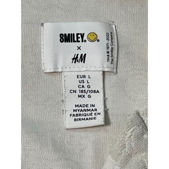 SMILEY x H&M Men’s Terry Cloth Button-Up Shirt – Size-L-–Embossed Smiley Face - Picture 2 of 9
